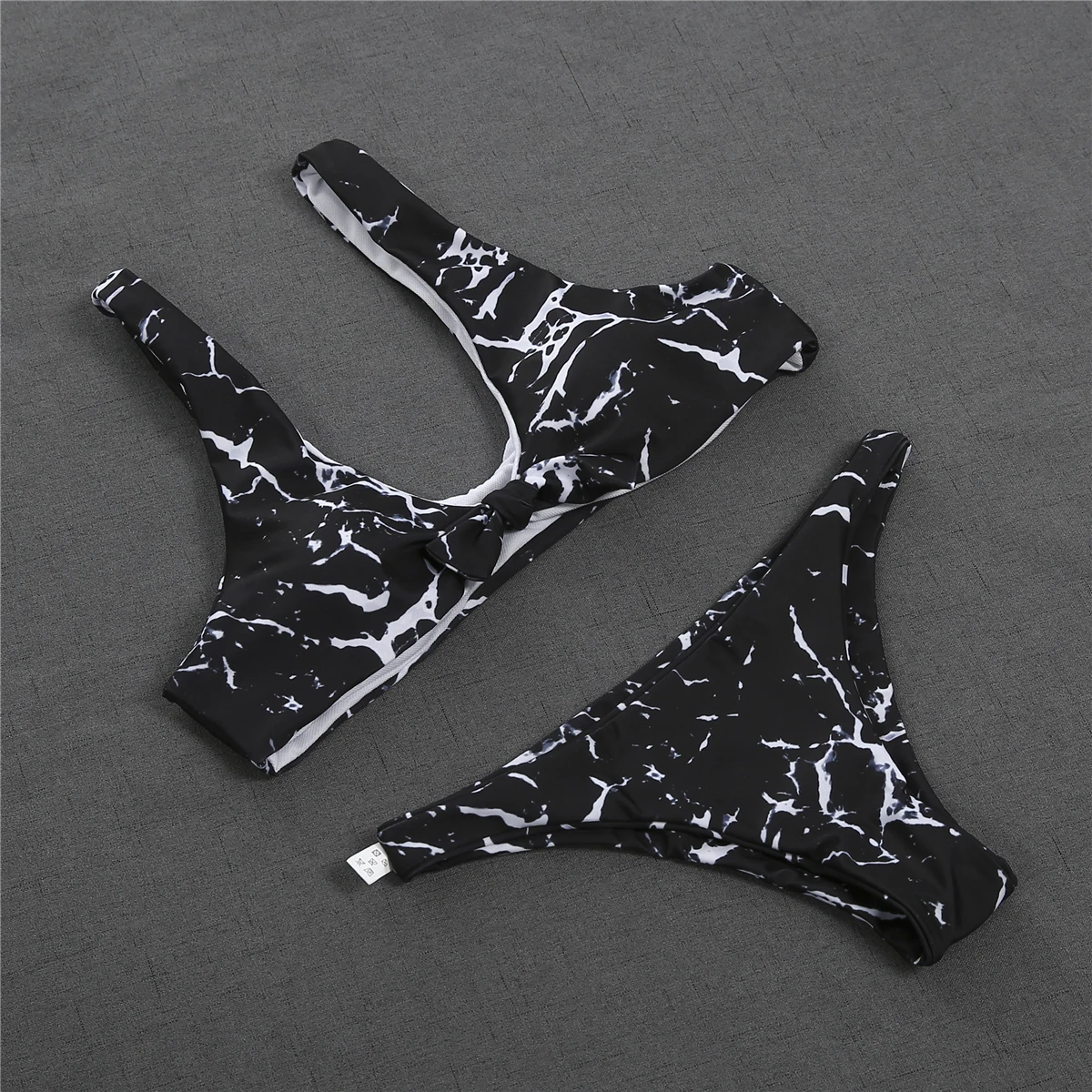 

Hirigin Simple Line Printed Sexy Bikini Set Women Swimwear 2019 Bust Bandage Biquini Swimsuit Padded Beachwear Bathing Suit