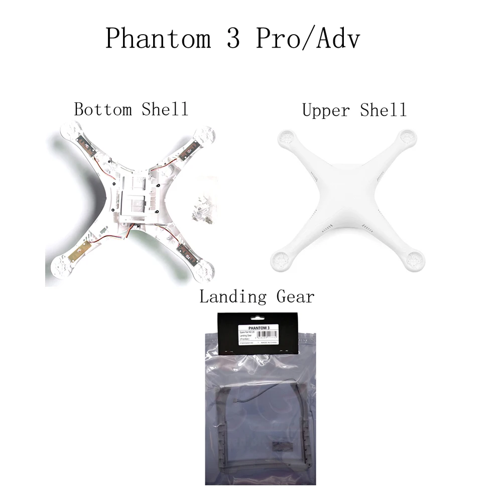 

Original DJI Phantom 3 Pro/Adv Repair Sapre Parts Kit Upper Bottom Shell Landing Gear