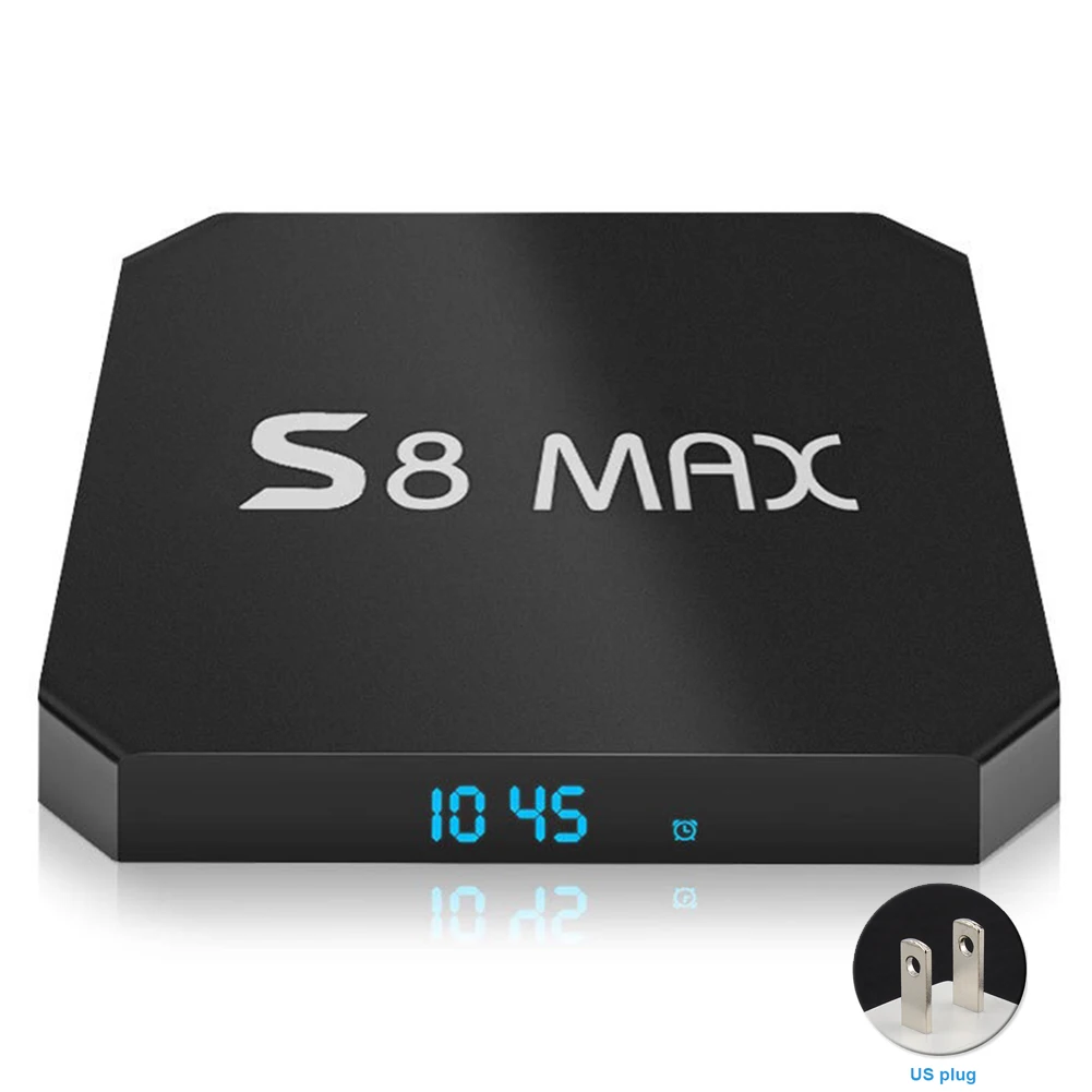 

S8 MAX Home Media Player HDMI Bluetooth Multi-language WIFI TV Box 4K Dual HD Quad Core Movie 4GB+32GB For Android 8.1