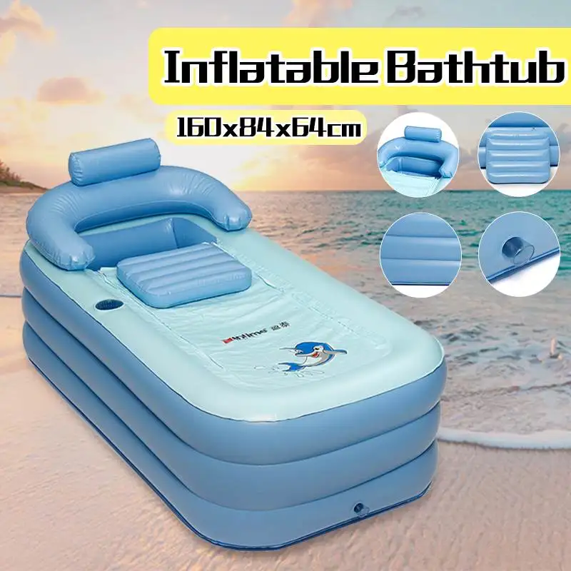 

160x84x64cm PVC Folding Portable Big Inflatable Bathtub/Pools for Children Adults Bath Enjoy Life Air Pump Spa Household Bathtub