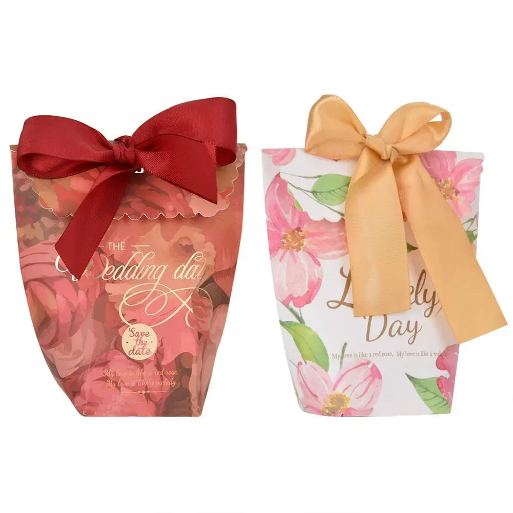 

50PCS Gift Box Fairy Candy Box with Beautiful Flower for Candy Box Wedding Favors Party Supplies Paper Gift Boxes