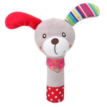 

Cartoon Animal Rattle for Baby Children Plush Toy Puppy Owl Rabbit Bee Shape Hand Rocker Toy