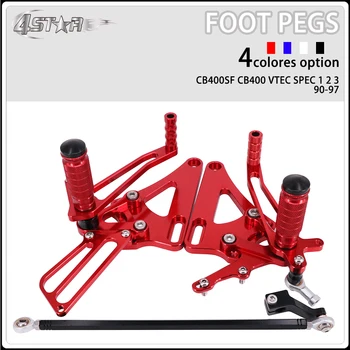 Motorbike CNC Aluminum Adjustable Footpegs Foot Pegs Footrest Pedals Rests Rear Set For HONDA CB400SF CB400 VTEC SPEC 1990-1997 Motorbike CNC Aluminum Adjustable Footpegs Foot Pegs Footrest Pedals Rests Rear Set For HONDA CB400SF CB400 VTEC SPEC 1990-1997