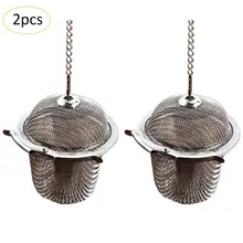2 шт. серебро Многоразовые нержавеющей сетчатый травяной шарик чай сито для специй чайник блокировки фильтр заварки специй 40