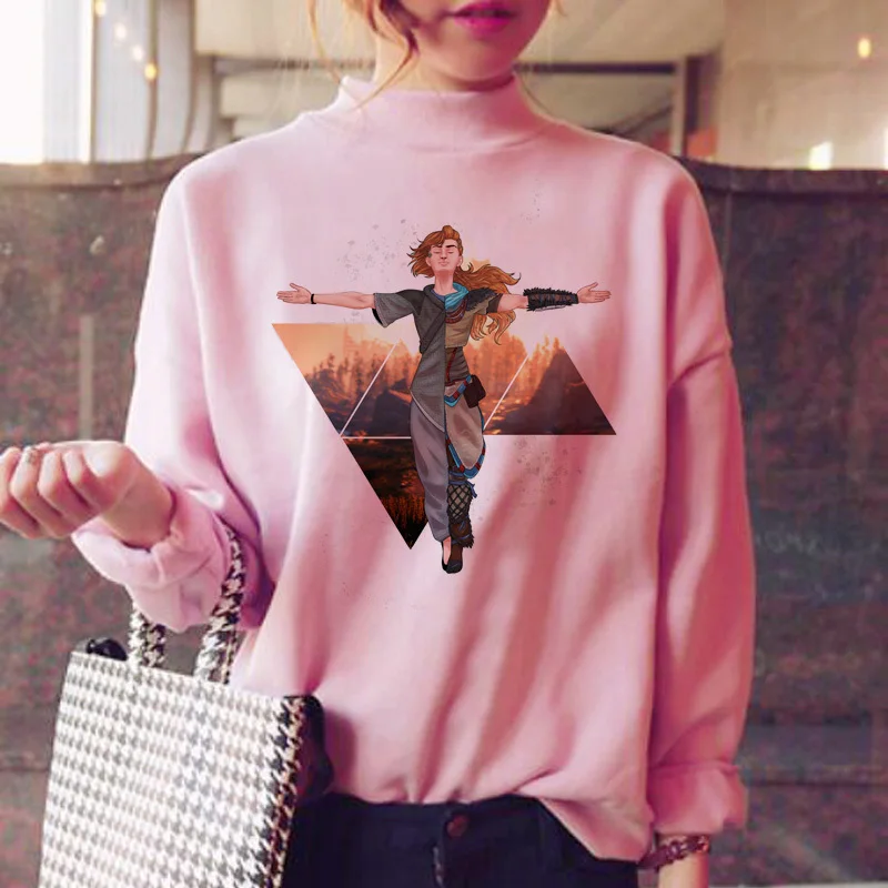 

horizon zero dawn hoodies women sweatshirt korean style harajuku fashion warm pink winter clothes streetwear kawaii japanese