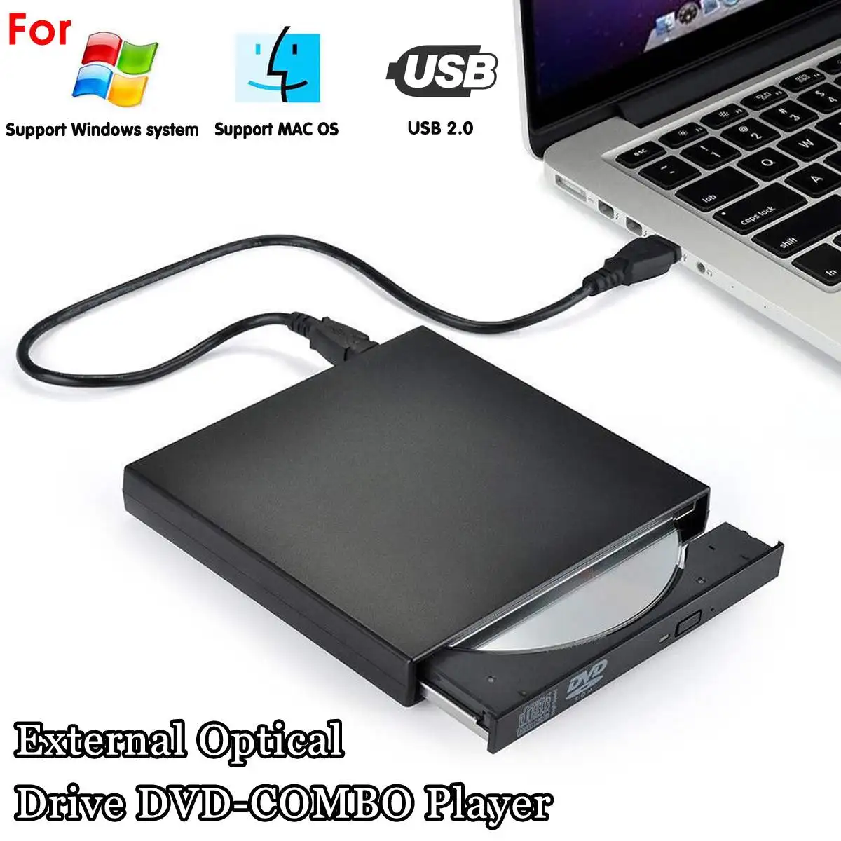 USB 2.0 External Optical Drive DVD COMBO Player for PC Notebook Laptop