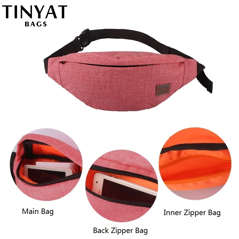 TINYAT عارضة الرجال فاني حقيبة المرأة الكتف الخصر حقيبة ظهر الحقيبة السفر الورك محفظة تربط حول الخصر سير من القنب حقيبة صالح 6.22 بوصة الهاتف T201 ا...