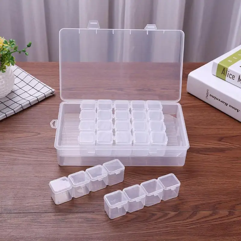 

28/64 Slots Dual Layer Jewelry Storage Box Rhinestone Ring Beads Earring Nail Art Craft Organizer Plastic Display Case