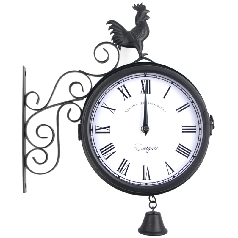 

Timelike Outdoor Wrought Iron Garden Clock Creative Fashion Wall Metal Wall Clock Chicken Bell Shape Wall Clock