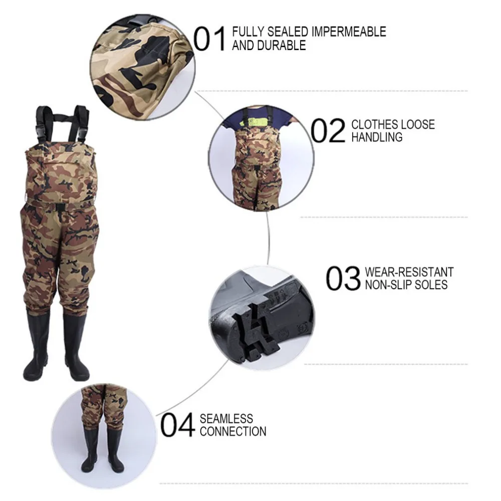 Outdoor Hunting Farming Pants Euro 38-47 Men Waterproof Anti-wear Waders Boots Fishing Suspender Jumpsuit Fly Fishing Waders