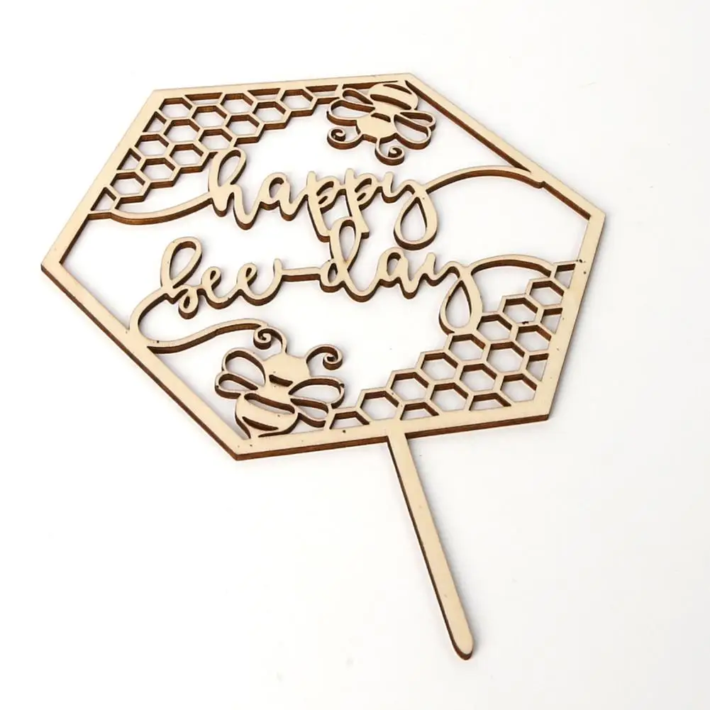 

New Wooden Bee Shaped Cake Topper Birthday Cake Decoration Party DIY Making 15*19*0.25cm Toppers Dropshipping