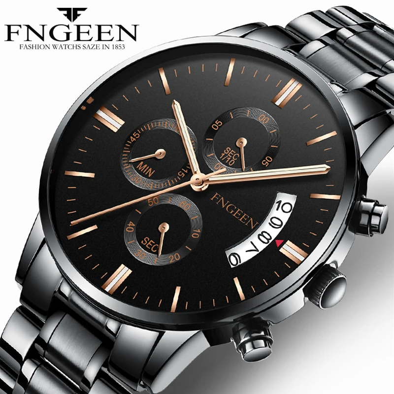 FNGEEN Men's Sports Quartz Watch Waterproof Fashion Trend Luminous Belt Men's Watches Wrist Watch Horloges Vrouwen Relogio