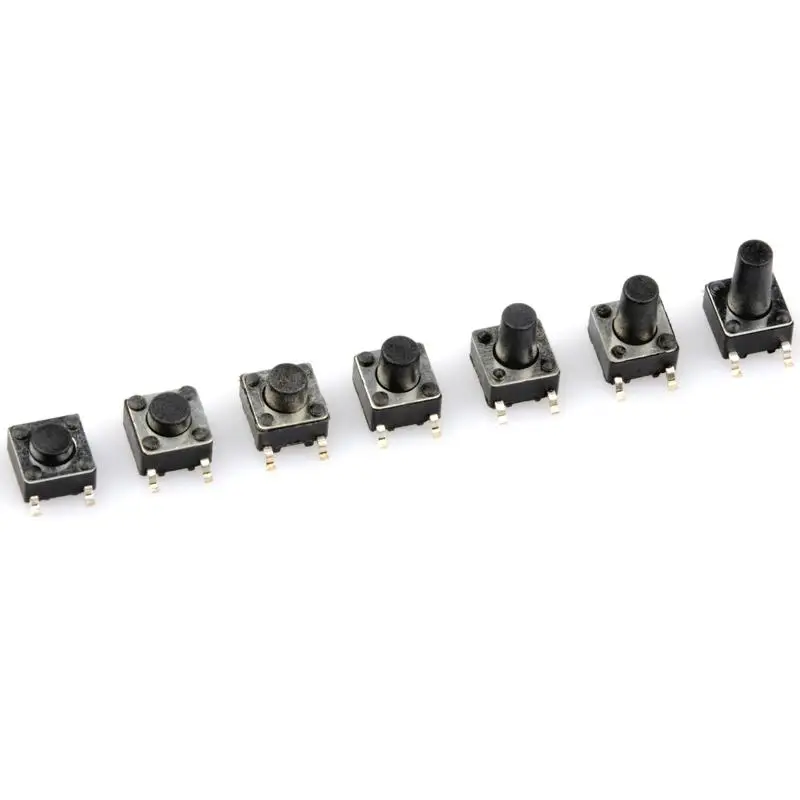 LOT50 6x6 мм 12x12 4 штифта 2 высота 3/5/6/7/10/12/15 PCB мгновенный тактильный Такт кнопочный