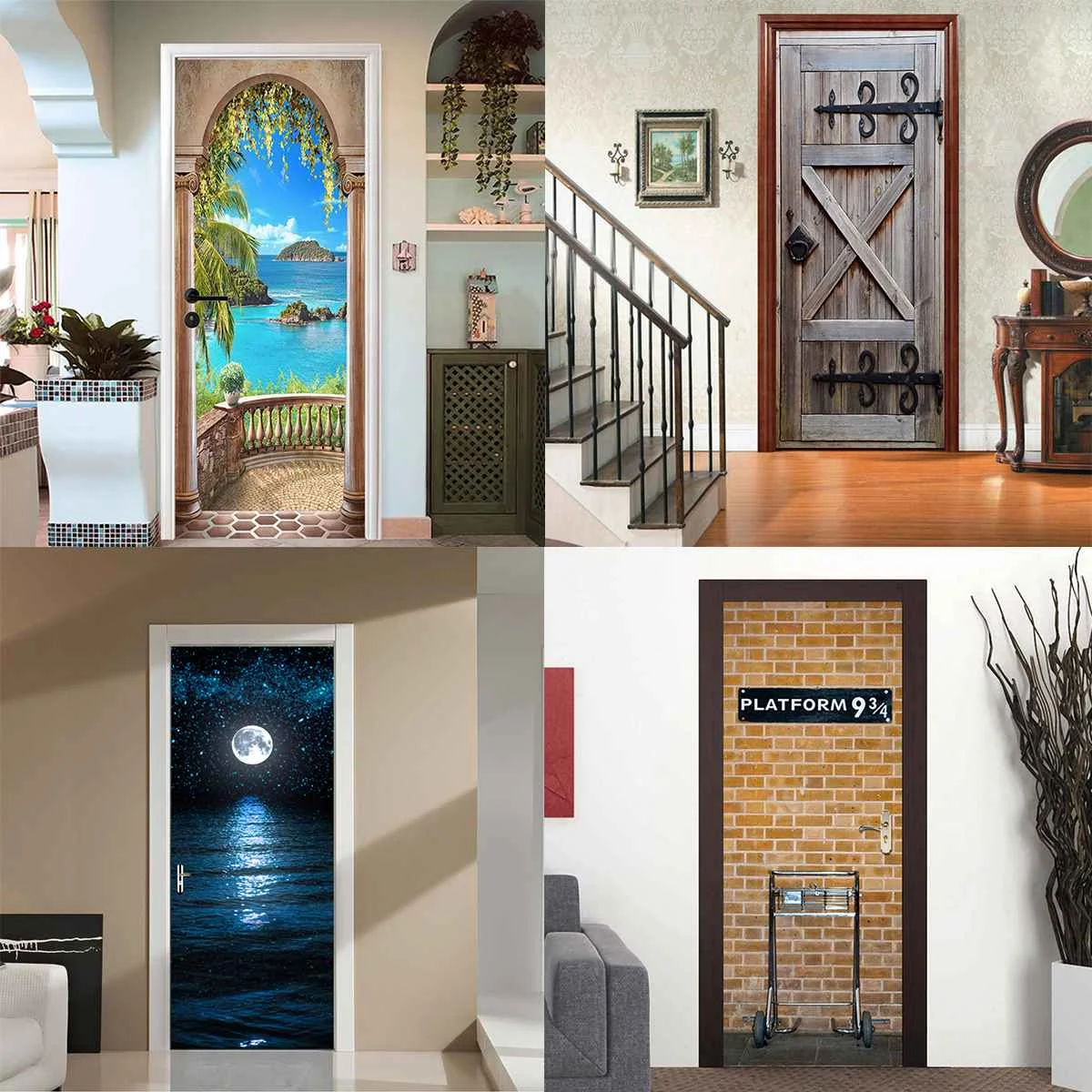 

Self adhesive Platform 9 3/4 Door Wall Sticker Wrap Mural Decole Self Adhesive Waterproof TV Background Brick Wallpapers 3D Wall