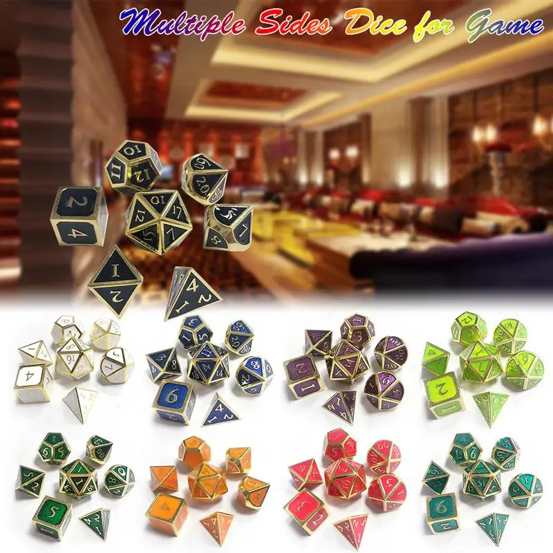 

7Pcs 12MM~20MM Export Font For Dragon And Dungeons 7pcs / Set Innovative RPG Digital Dice D&D Metal Set New