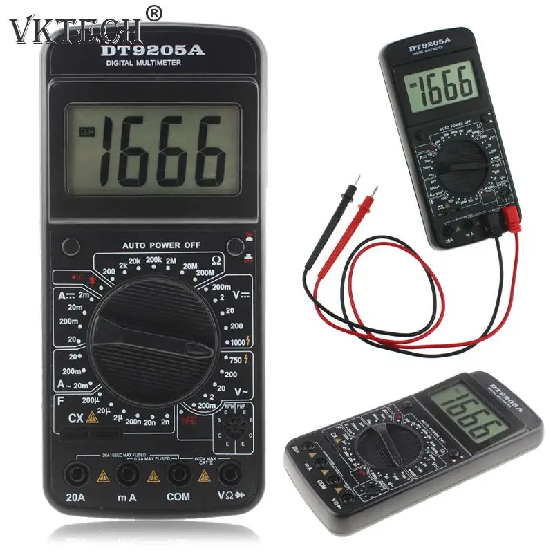 

DT9205A Digital AC/DC LCD Display Electric Handheld Ammeter Resistance Capacitance Tester Meter Digital Multimeter Ammeter