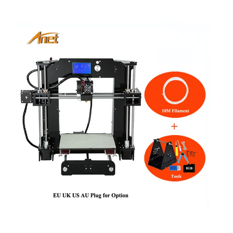 Лучшие продажи Anet A6 Arduino 3d принтер 0,4 высота слоя сопла промышленный Самый дешевый 3d принтер Arcylic Hotbed+ 16 Гб sd-карта+ Инструменты