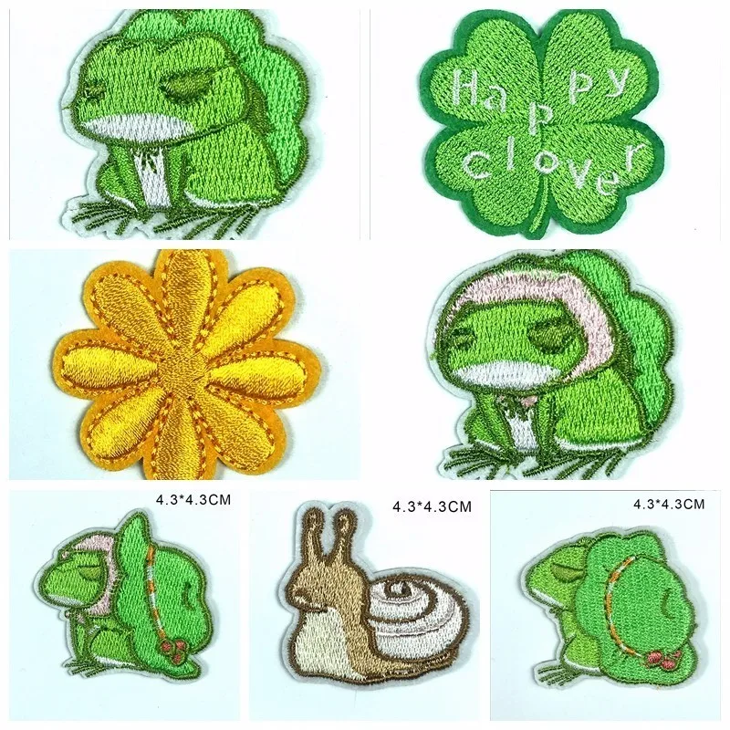 

Fine Cartoon Traveling Frog Iron On Patches for Clothing Animal Game Frog Travel Back Rubber Embroidery Shoes Hats Bag Badges