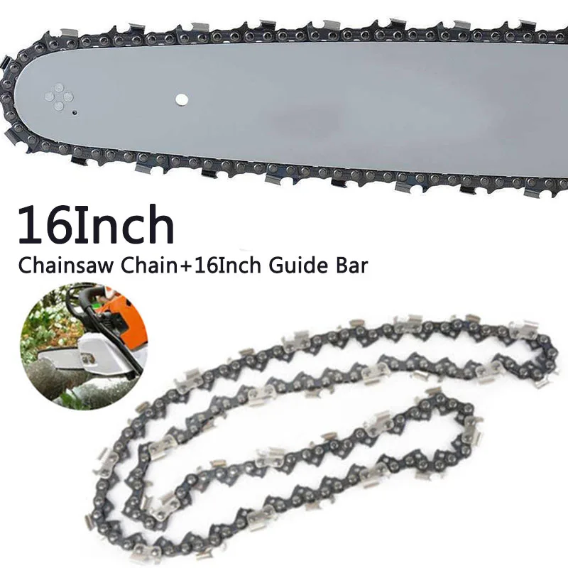 

16'' 0.325''LP 64 Drive Links Saw Chain+Guide Bar Plate for Chainsaw