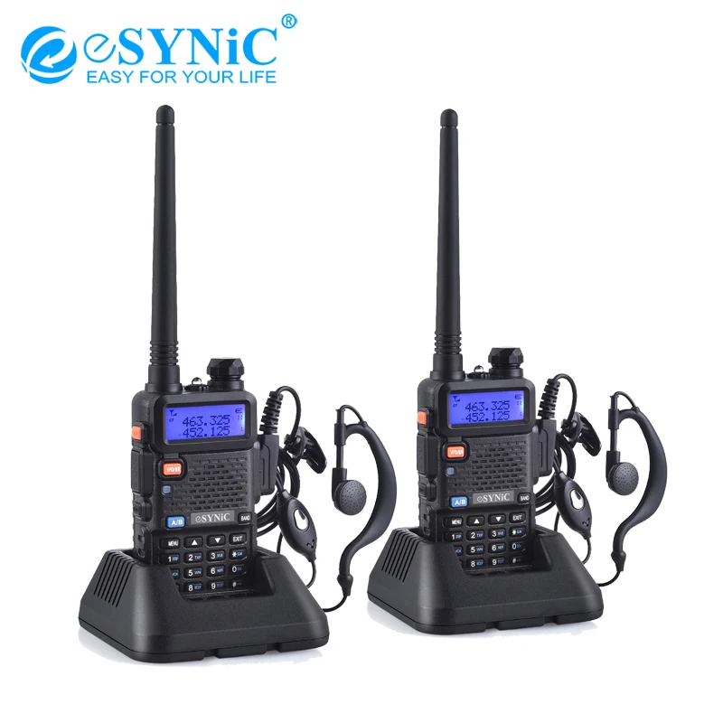 

eSYNiC Dual-Band Handheld Transceiver 128 Channel UV-5R Walkie Talkie VHF UHF Portable UV 5R Hunting Ham Radio LED Flashlight