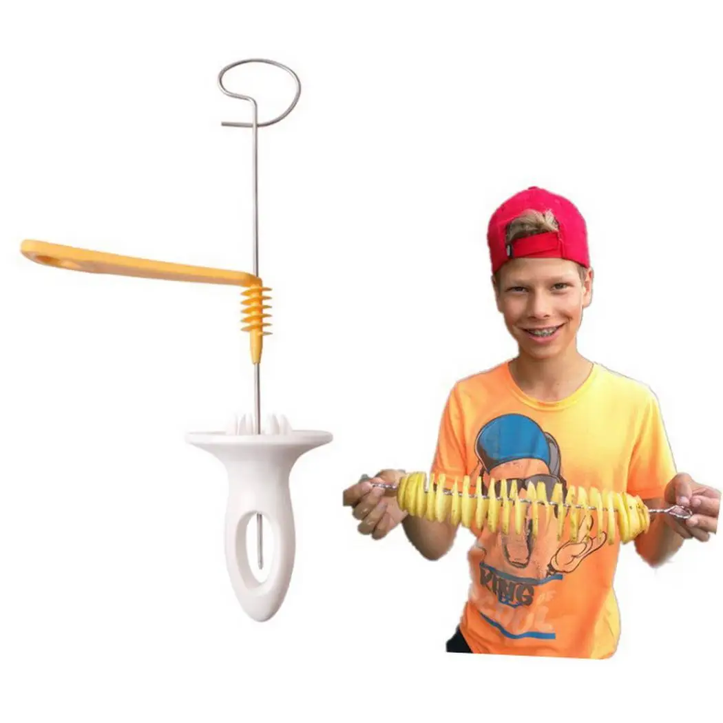 

Potato Skewer Spiral Potato Slicer Hand-Cut Potato Roll Make Tool 360-degree rotating handle, it is easy use.