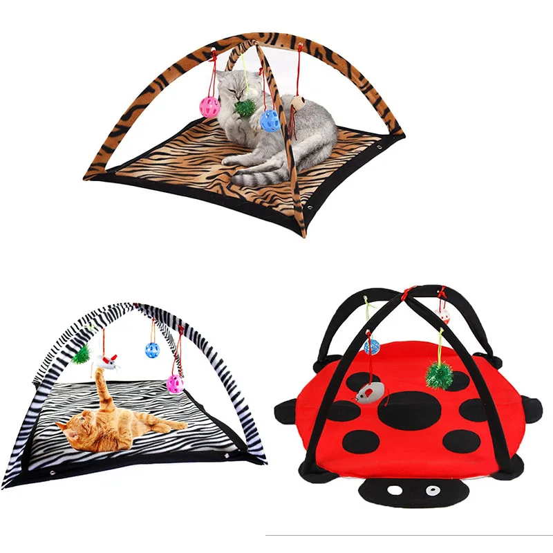 

Pet Cat Bed Cat Play Tent Toys Mobile Activity Playing Bed Toys Cat Bed Pad Blanket House Pet Furniture Cat House With Ball