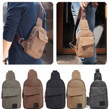 

Men Canvas Travel Hiking Cross Body Messenger Shoulder Pack Sling Chest Bag New