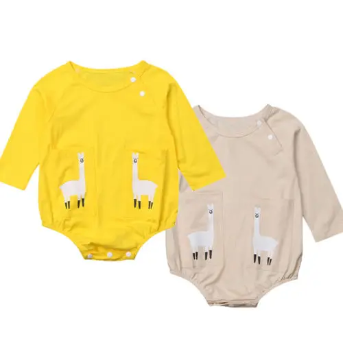 

Newborn Baby Girl Clothing Long Sleeve Bodysuit Cotton Cute Animals Autumn Pocket Outfits Clothes Baby Girls 0-24M