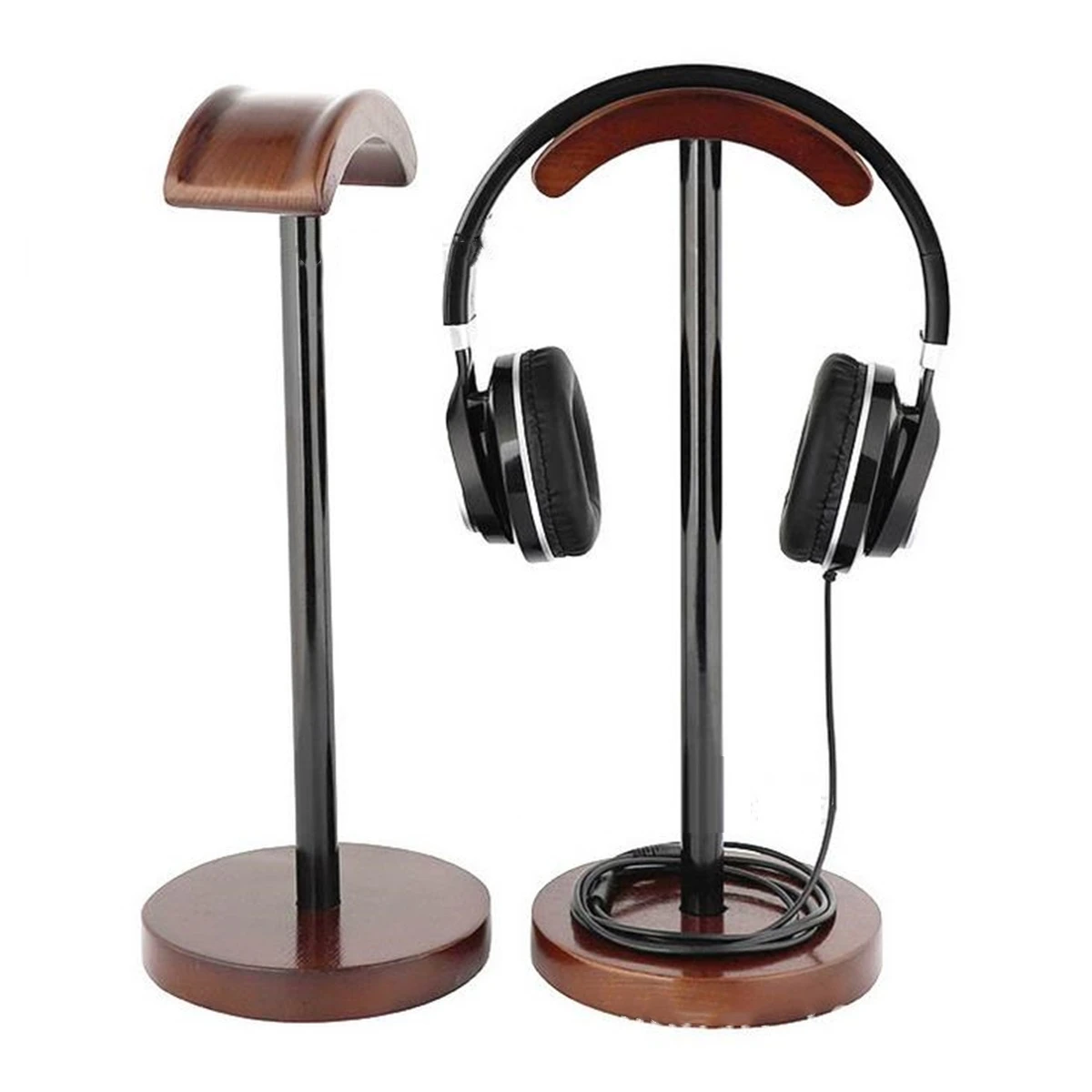 Wooden Headphone Earphone Headset Stand Hanger Bracket Desk Display