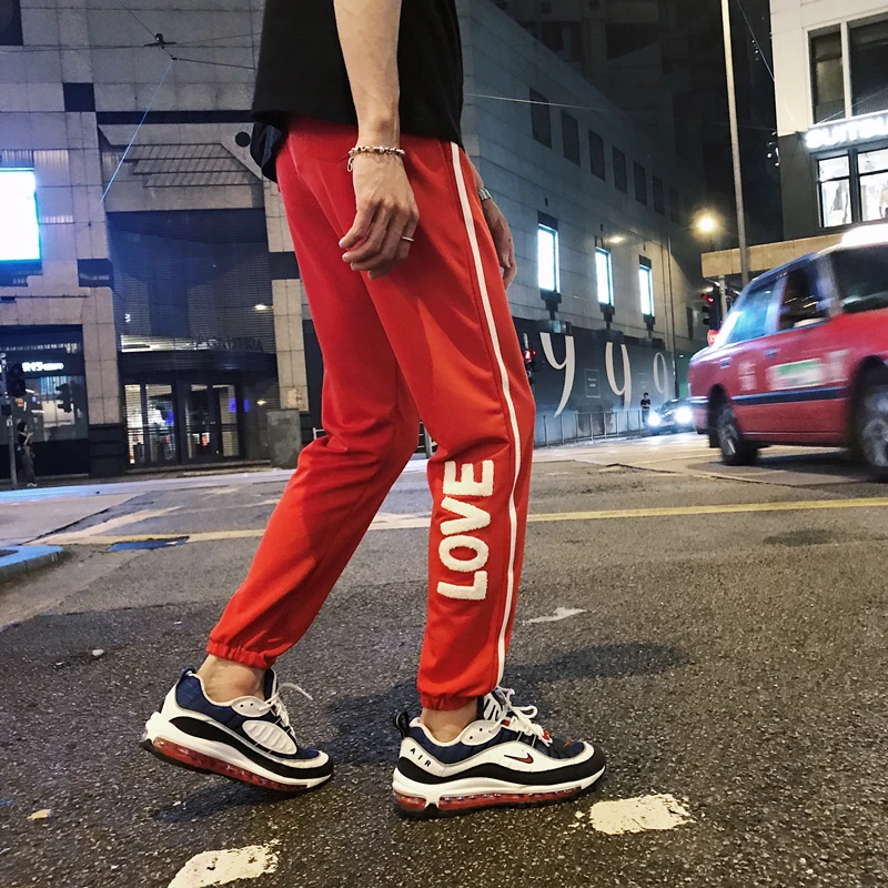 Men's Trousers 2019 New Men's Loose Sweatpants Spring Students Beam Pants Pants Running Pants Black Red Casual Men's Clothing