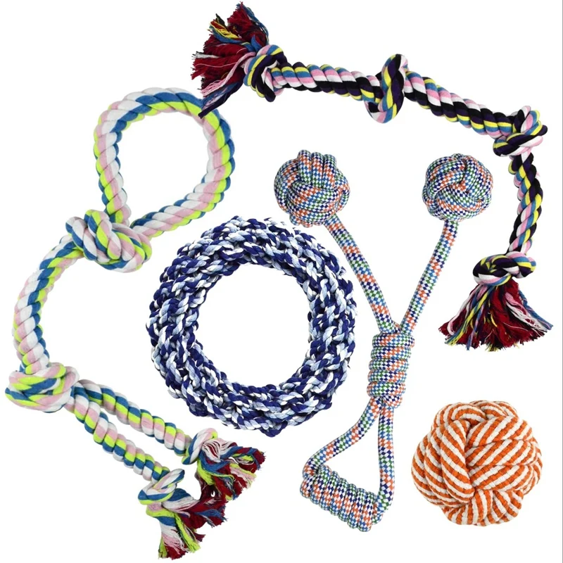 Pets Dogs Pet Supplies Dog Puppy Cloth Chew Knot Toy Durable Braided Bone Rope Funny Tool (As Shown Color) | Дом и сад