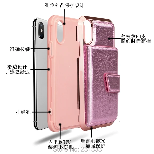 Зеркальный чехол из ТПУ для Iphone X XS MAX XR 8 7 PLUS 6 6S многофункциональный с подставкой