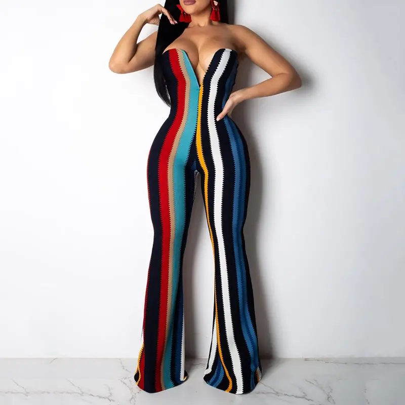 

Sexy Club Summer Streetwear Hip Hop Beach Women Rompers Simple Stripe Casual Plus Size Off Shoulder Female Ladies Jumpsuits
