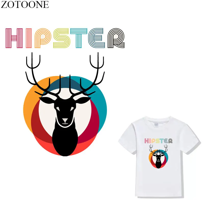

ZOTOONE Cartoon Deer Iron On Transfers Christmas Stickers Heat Thermal Transfers For T-Shirt Clothes DIY Badge Printed Applique