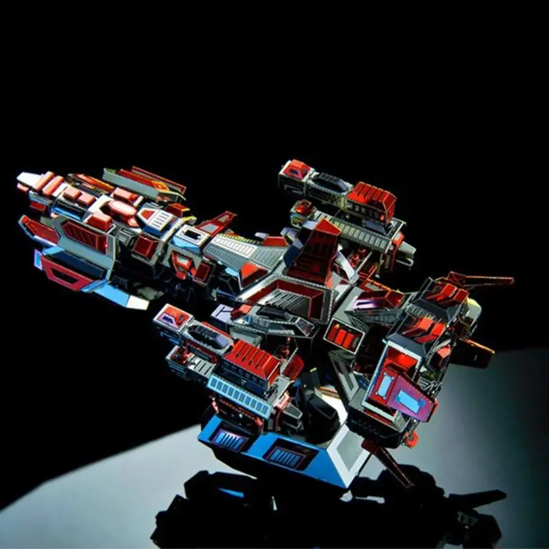 

3D DIY Metal Puzzle Flaming Spaceship Model Laser Cut Assembly Jigsaw Toys Cultivate Kids Manipulative Ability Birthday Gifts