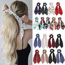Boho Print Paardenstaart Sjaal Boog Elastische Haar Touw Tie Scrunchies Vrouwen Lint Haarbanden 2019 Hot Elegante Dames Haaraccessoires(China)