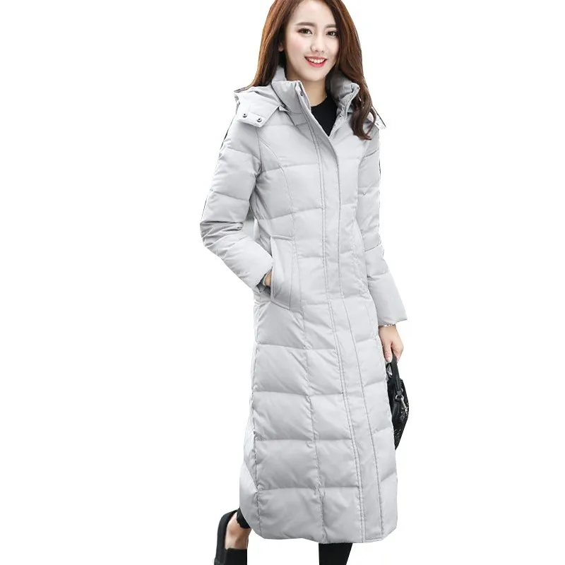 

2018 Casual Hooded Long Down Jacket Fashion Winter Jacket Women Plus Size Parka Female Slim Thin Thicken Feather Overcoat Ls267