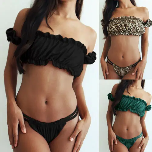 

New 2019 Women Summer Swimwear Off Shoulder Strapless Bikini Set Push-up Padded Bathing Suit Swimsuit Swimming Suit