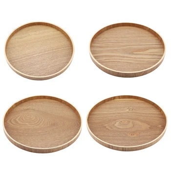 

30/33Cm Wooden Round Tray Set Serving Tray Plate Plate Tea Plate Tea Food Dishe Drink Tea Set Fruits Candies Home Snack Tray