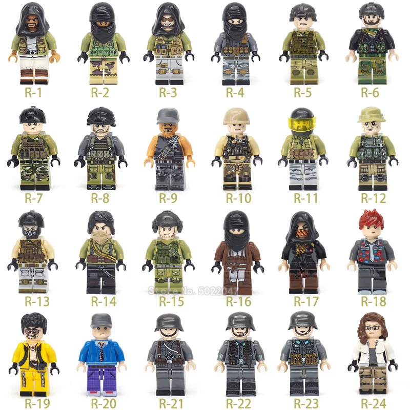 

Figures Mini Military With Legoinglys Building Blocks Piece Match City Diy Special Forces Army Super Hero Weapons ww2 Toy Gift