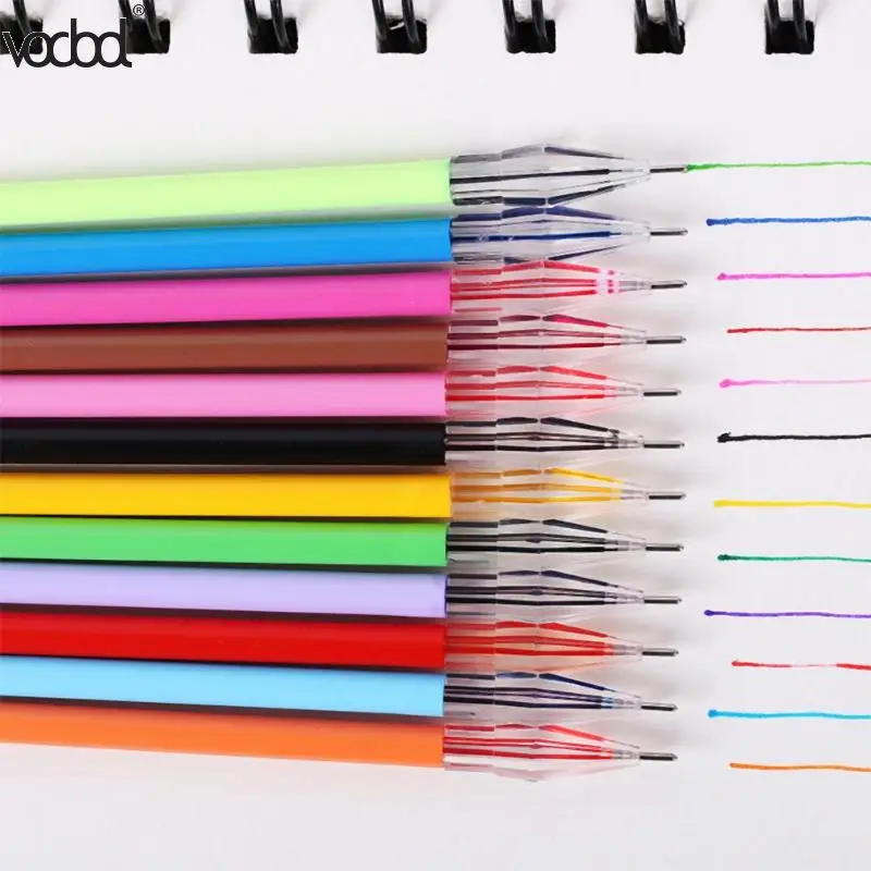 

VODOOL 12pcs/Set Diamond Head Refills Pencil Supplies Candy Color Roller Ball Gel Pen Refill Student Writing Painting Supplies