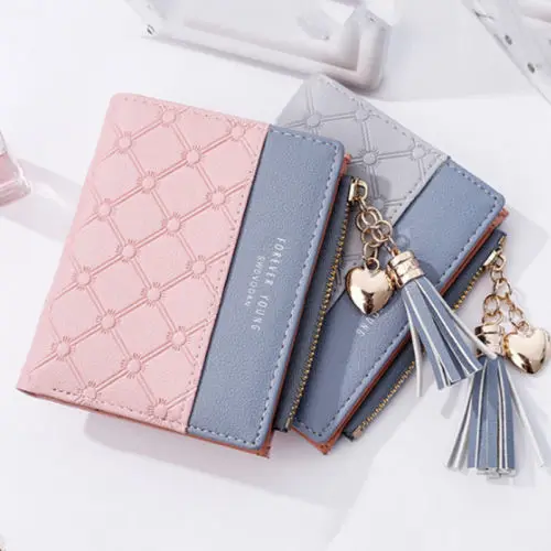 1 قطعة جديد أزياء المرأة الشرابة حافظة نقود السيدات عملات حقيبة جلدية السيدات بسيطة Bifold حقيبة يد صغيرة الحقيبة تخزين أكياس