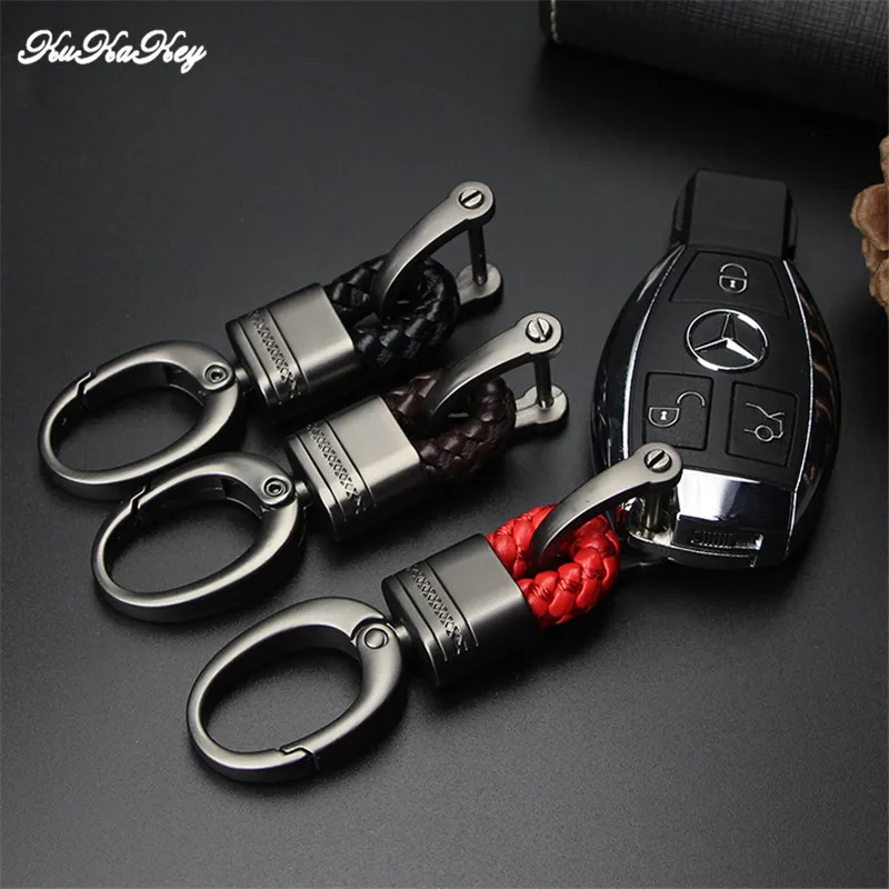 

Kukakey Hand Woven Buckle For Nissan MINI Mitsubishi Opel Porsche Seat Metal key rings Chains Customize Personalized Gifts