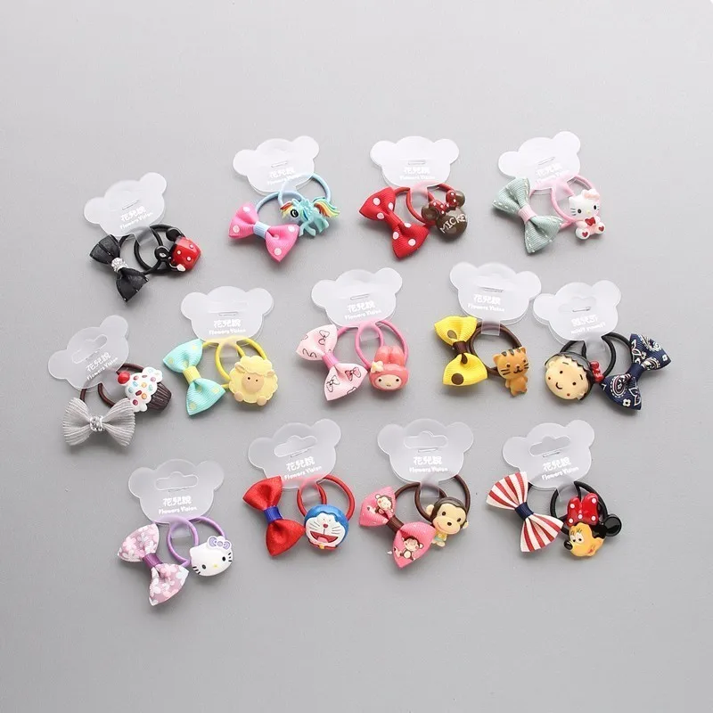 

2PCS Cute New Bowknot Animal Princess Headwear Kids Elastic Hair Bands Baby Headdress Children Hair Ropes Girls Hair Accessories