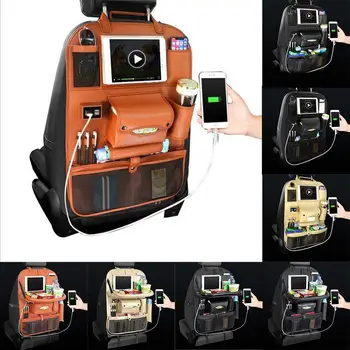 

Car Seat Back Hanging Organizer Bag Leather Seat Vehicle Belt Charging Backrest Storage Bag Car Bag Internal Goods