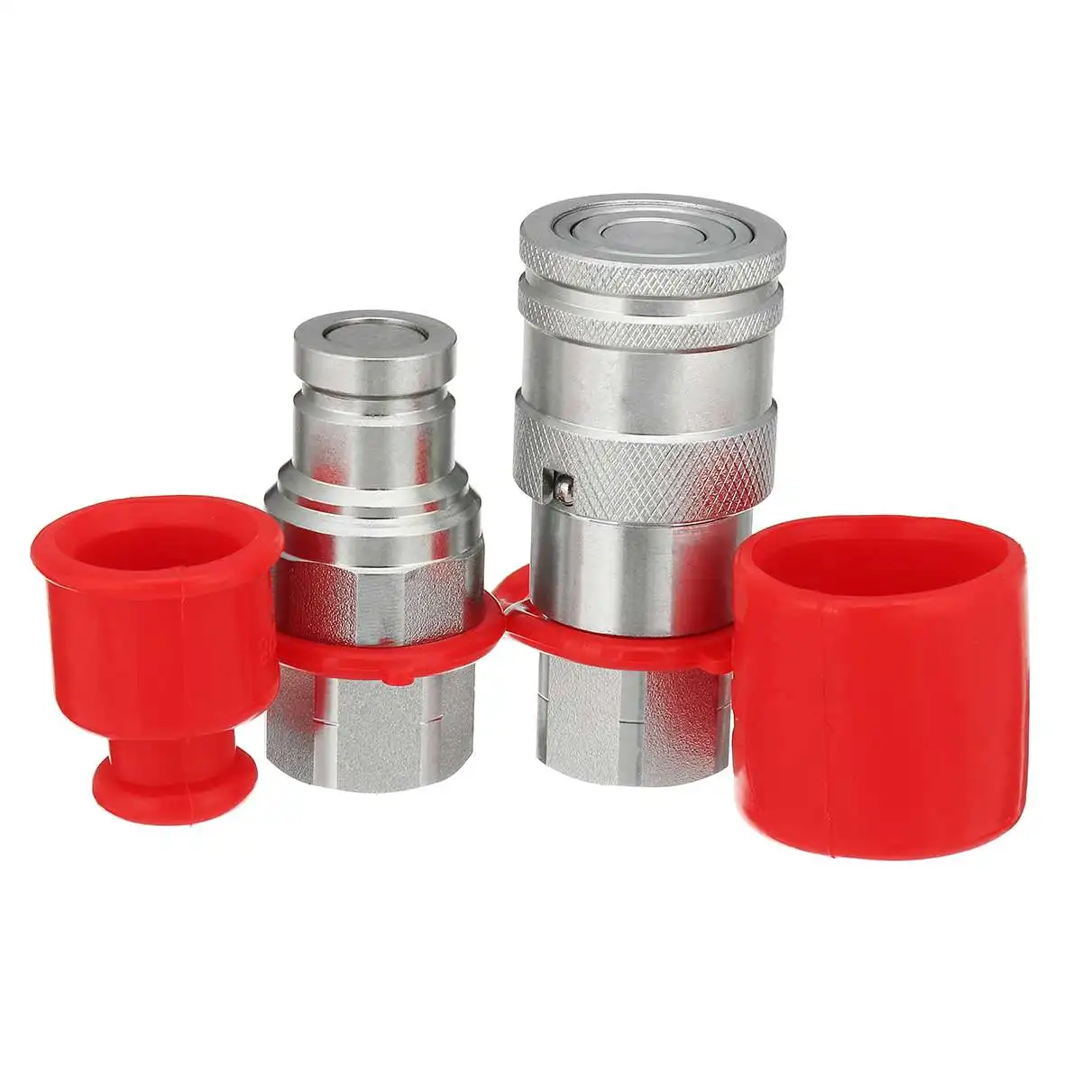 

Male Female Quick Connect Adapter Coupler Set for ISO16028 Face Hydraulic Coupler with PVC Protective Cover 3/8 Inch NPT Thread