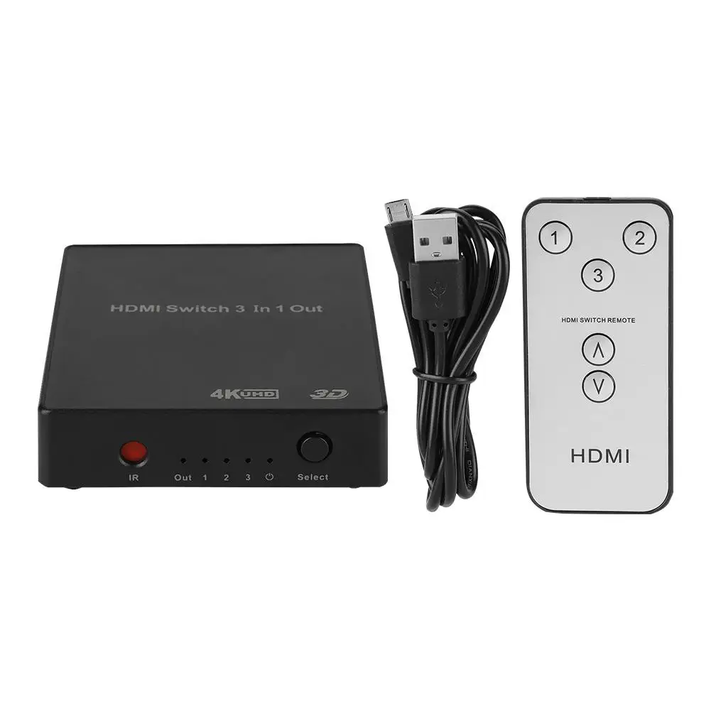

4K*2K 3X1 HD 3-In1-Out HDMI Switch Switcher Audio Extractor Converter Adapter Remote Control