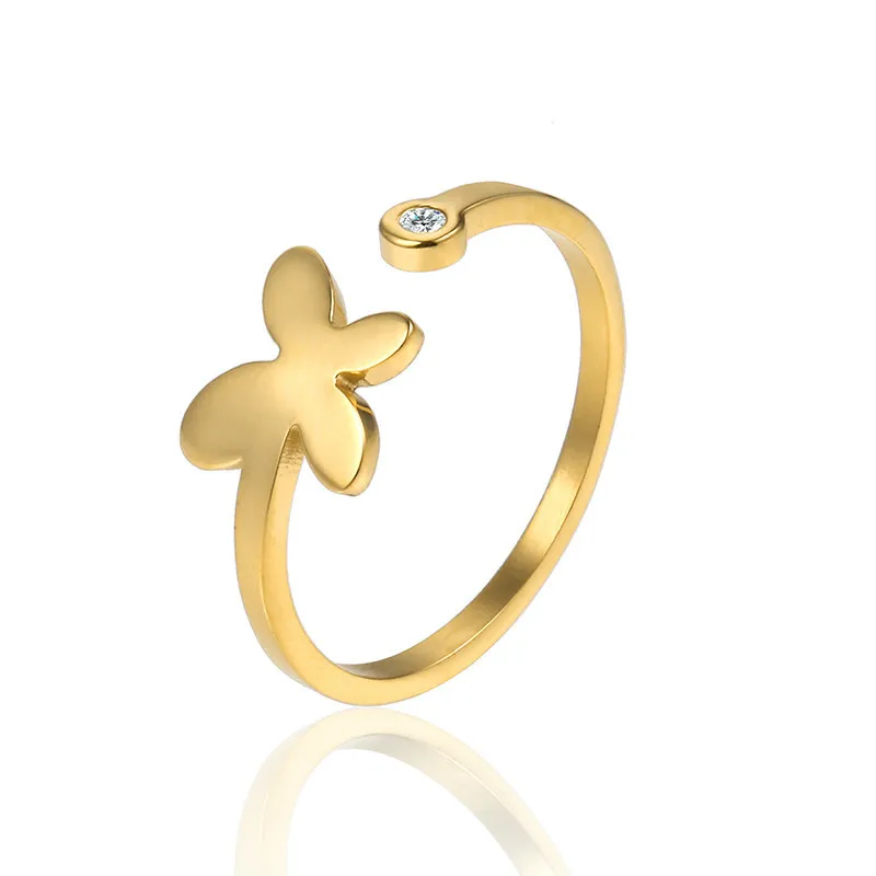 

Anillos Newest Gold Butterfly Adjustable Finger Rings Clear Aaa Crystal Wedding Ring For Women Fashion Christmas Gift Anel