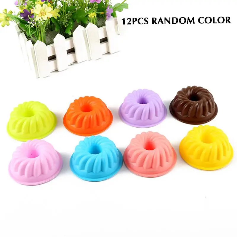 

Small Size Threaded Shape Silicone Mold Hurricane Cake Caramel Pudding Jelly Doughnut Mold Ice Mold 12 Pieces