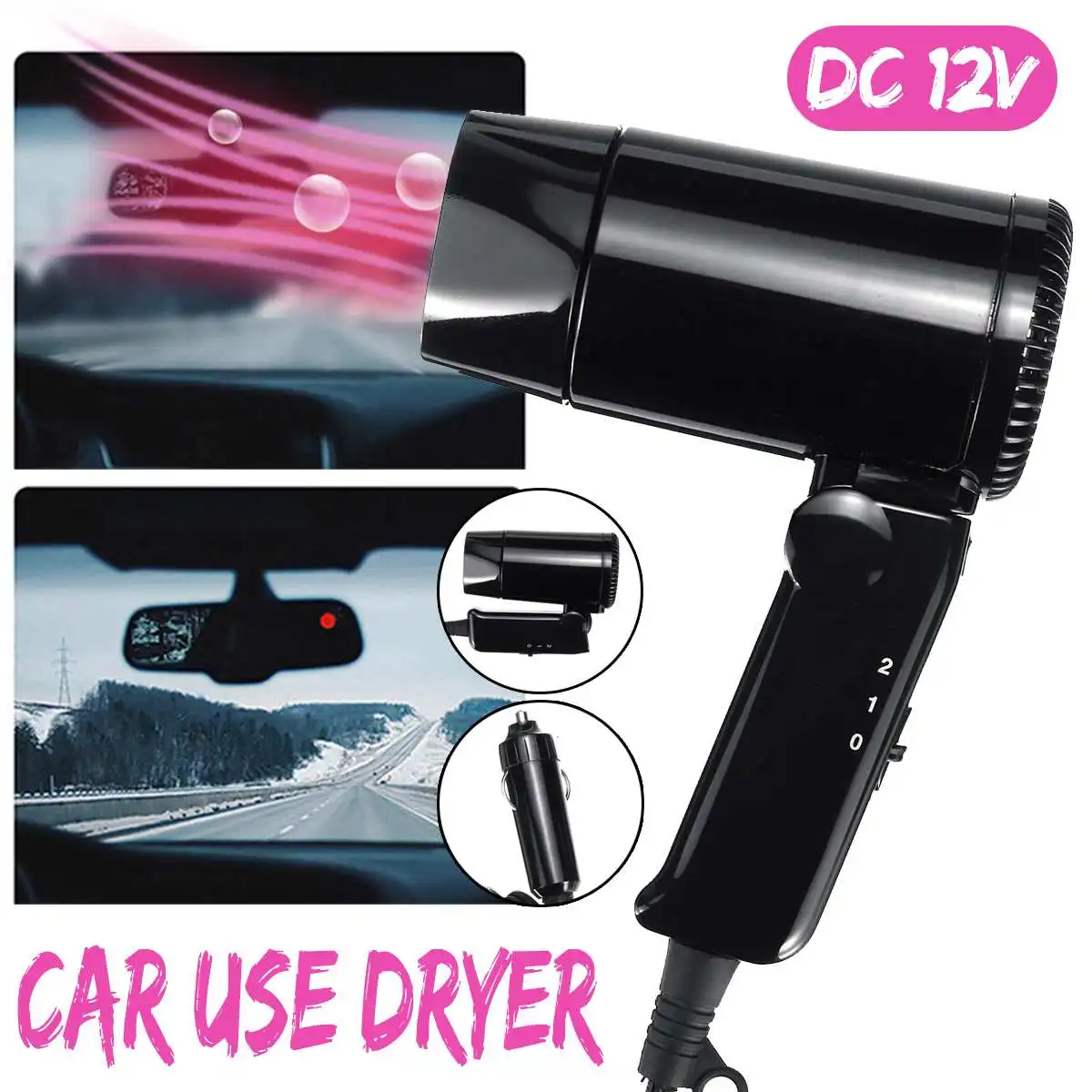 Buy DC 12V 800W Portable Car Hair Dryer Foldable